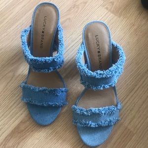 New Lucky Brand denim open back mules